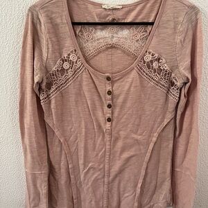Promesa Pink Embellished Buttoned Long Sleeve Blouse